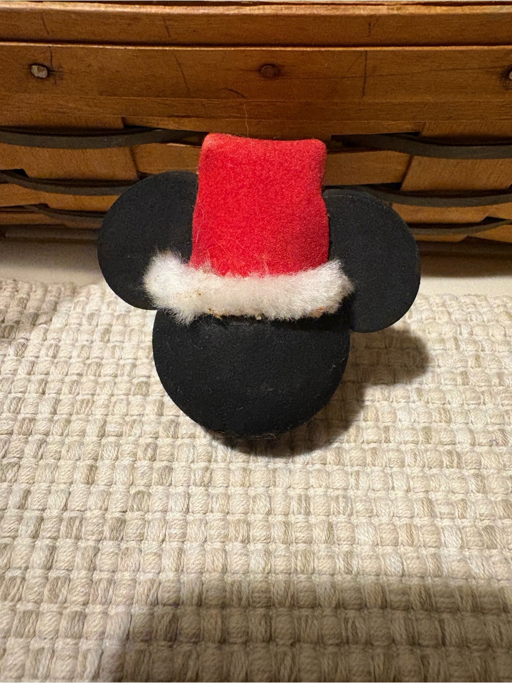 Disney Black Mickey Mouse Antenna topper with Red Santa Hat